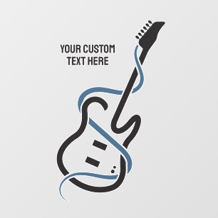 Custom Text Stylized Guitar Window Cling