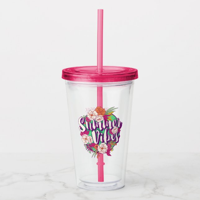 Custom Text Summer Vibes Acrylic Tumbler (Front)