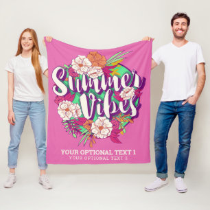 Custom Text Summer Vibes Fleece Blanket