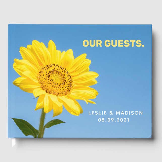Custom text Sunflower Guest Book (Front)