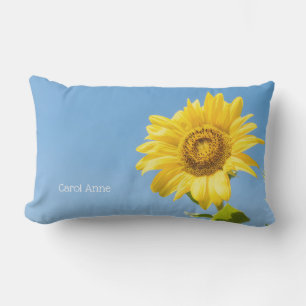 Custom text Sunflower Lumbar Pillow