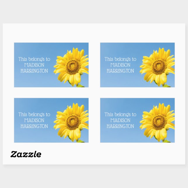 Custom text Sunflower stickers (Sheet)