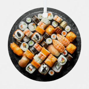 Custom Text Sushi Platter Metal Ornament