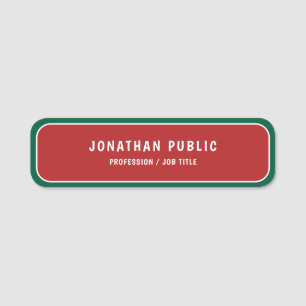 Custom Text Template Red Green White Christmas Name Tag