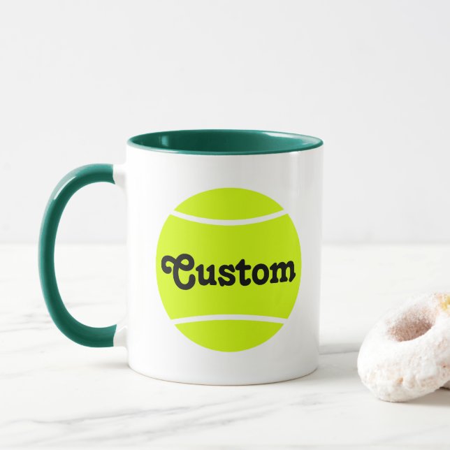 Custom Text Tennis Ball Coffee Mug (With Donut)