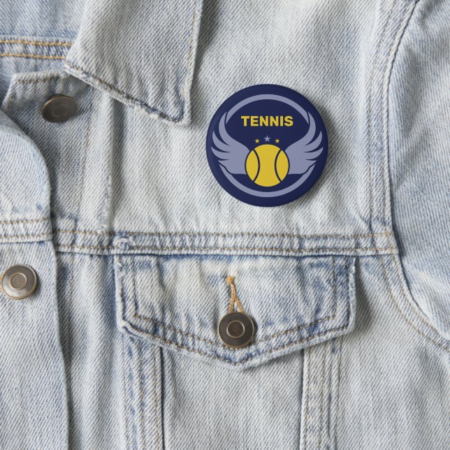 Custom Text Tennis Ball with Wings 2 Inch Round Button (In Situ)