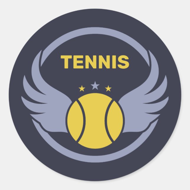 Custom Text Tennis Ball with Wings Classic Round Sticker (Front)
