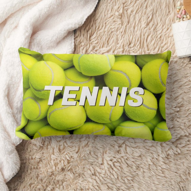 Custom Text Tennis Balls Lumbar Pillow (Blanket)