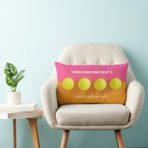 Custom Text Tennis Balls Lumbar Pillow