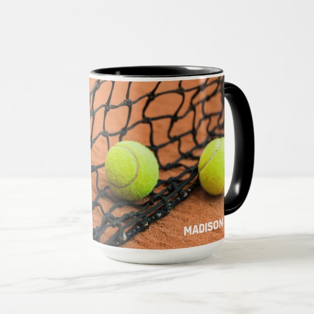 Custom Text Tennis Balls Mug (Front Right)