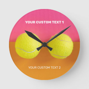 Custom Text Tennis Balls Round Clock