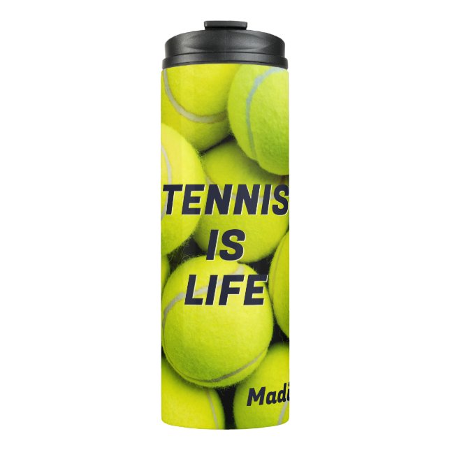 Custom Text Tennis Balls Thermal Tumbler (Front)