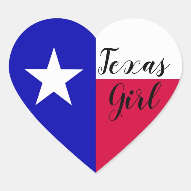 Custom Text Texas Girl Red White & Blue Flag Heart Sticker (Front)