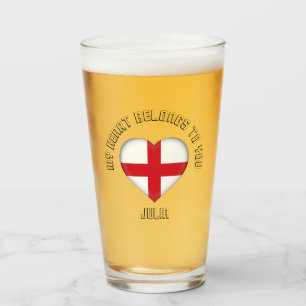 Custom Text The English Flag Heart Glass