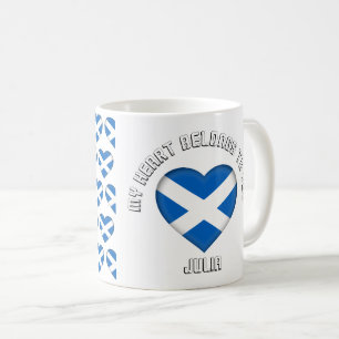 Custom Text The Scottish Flag Hearts Pattern Coffee Mug