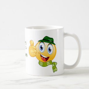 Custom Text Thumbs up Emoji with Hat and Scarf Coffee Mug