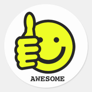 Custom Text Thumbs Up Yellow Face Sticker