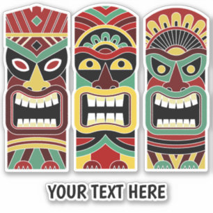 Custom text Tiki Totems stickers