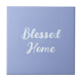 Custom text to Mediterranean blue frame and lemons Tile