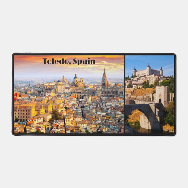 Custom Text Toledo Spain Desk Mat (Front)