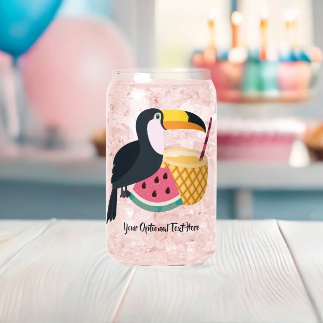 Custom text Toucan Illustration Can Glass (Insitu (Baby Shower))