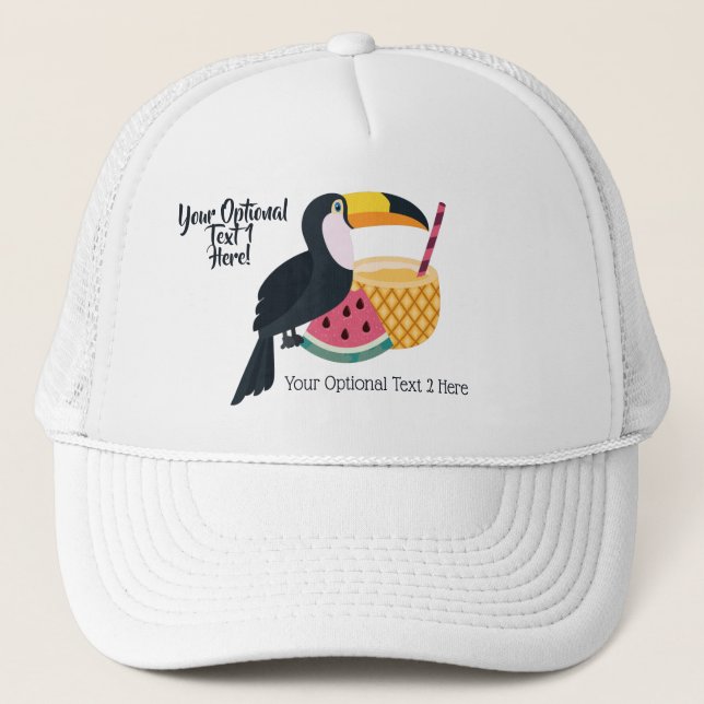 Custom text Toucan Illustration Trucker Hat (Front)