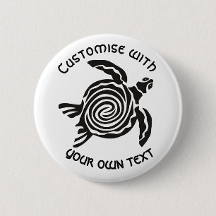 Custom Text Tribal Turtle Design 2 Inch Round Button