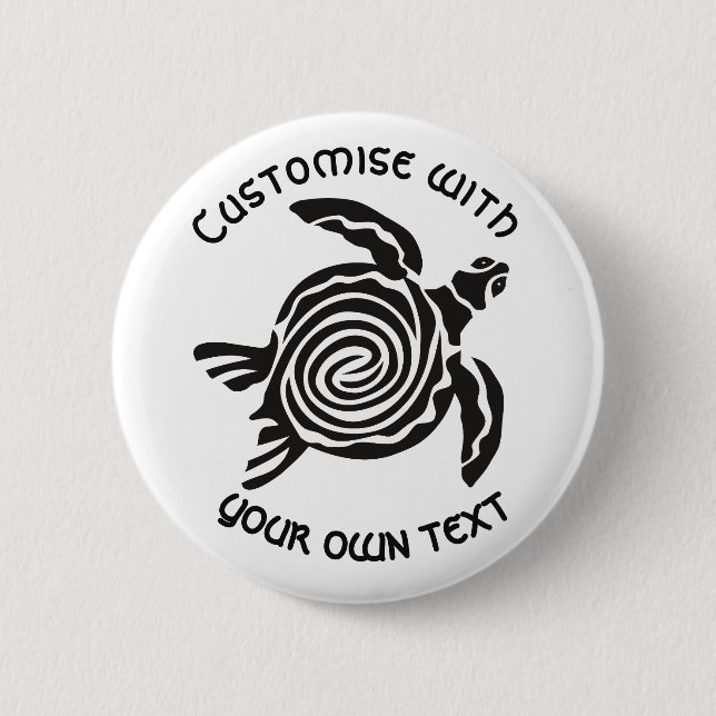 Custom Text Tribal Turtle Design 2 Inch Round Button (Front)