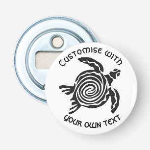 Custom Text Tribal Turtle Design Bottle Opener