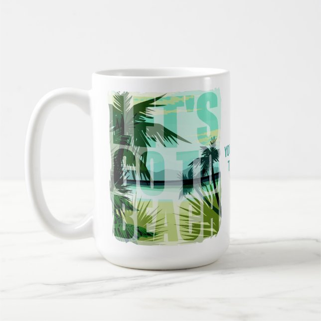 Custom Text Tropical Beach Coffee Mug (Left)