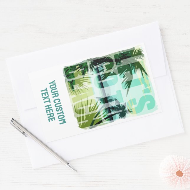 Custom Text Tropical Beach Sticker (Envelope)