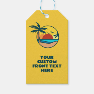 Custom Text Tropical Beach Sunset Gift Tags