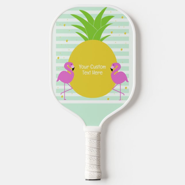 Custom Text Tropical Flamingos Pickleball Paddle (Front)