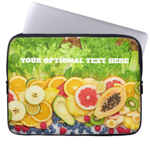 Custom Text Tropical Fruits Laptop Sleeve