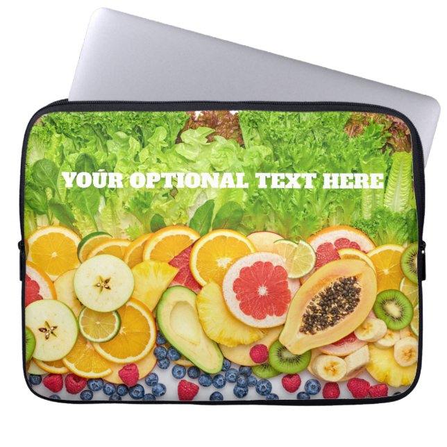 Custom Text Tropical Fruits Laptop Sleeve (Front)