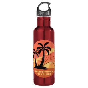 Custom Text Tropical Island Sunset 710 Ml Water Bottle