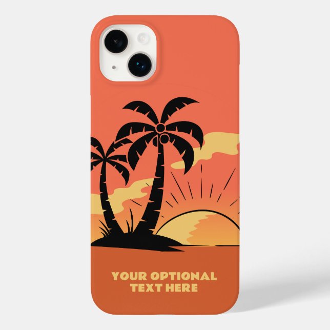 Custom Text Tropical Island Sunset Case-Mate iPhone Case (Back)