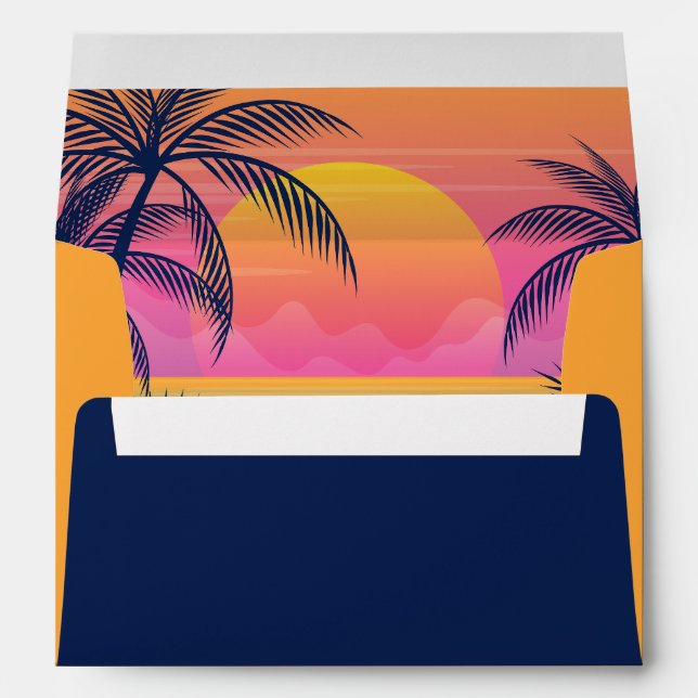 Custom Text Tropical Island Sunset Envelope (Back (Bottom))