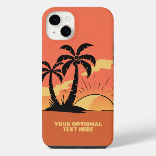Custom Text Tropical Island Sunset iPhone 14 Plus Case