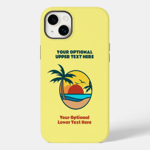 Custom Text Tropical Island Sunset iPhone 14 Plus Case