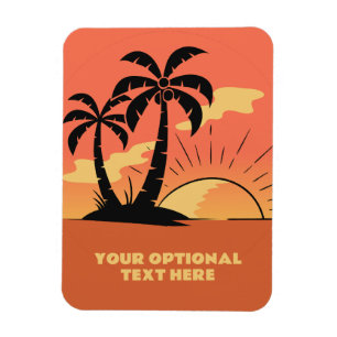 Custom Text Tropical Island Sunset Magnet
