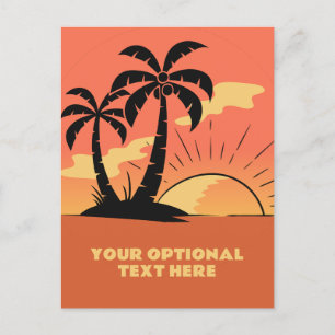 Custom Text Tropical Island Sunset Postcard