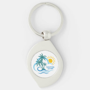 Custom Text Tropical Islands Keychain