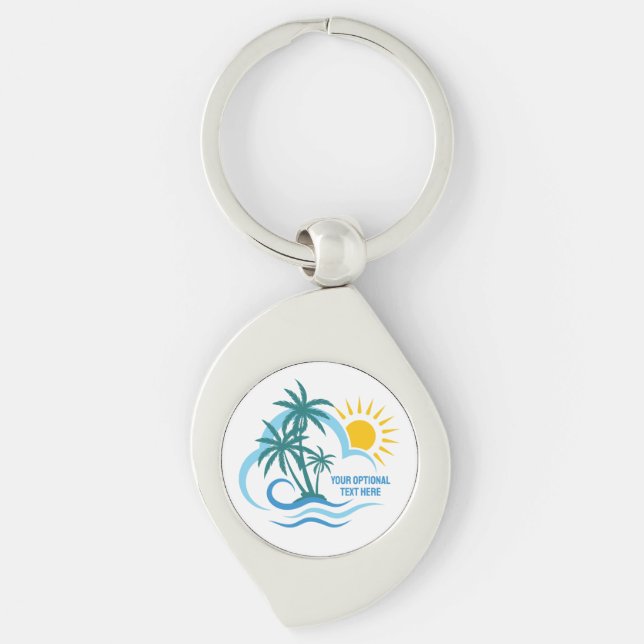 Custom Text Tropical Islands Keychain (Front)