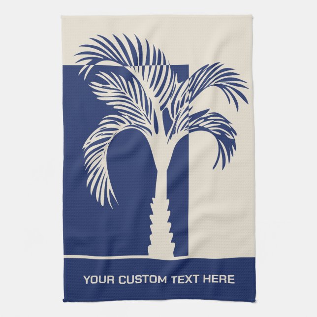 Custom Text Tropical Palm Tree Kitchen Towel (Vertical)