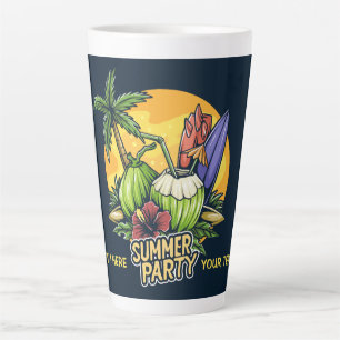 Custom Text Tropical Summer Party Latte Mug