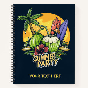 Custom Text Tropical Summer Party Notebook