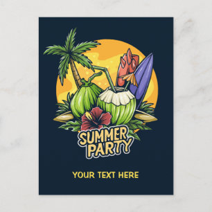 Custom Text Tropical Summer Party Postcard