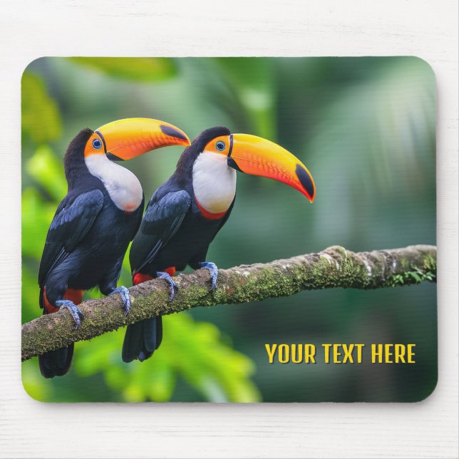 Custom Text Tropical Toucans Mouse Pad (Front)