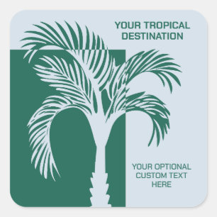 Custom Text Tropical Vacation Square Sticker
